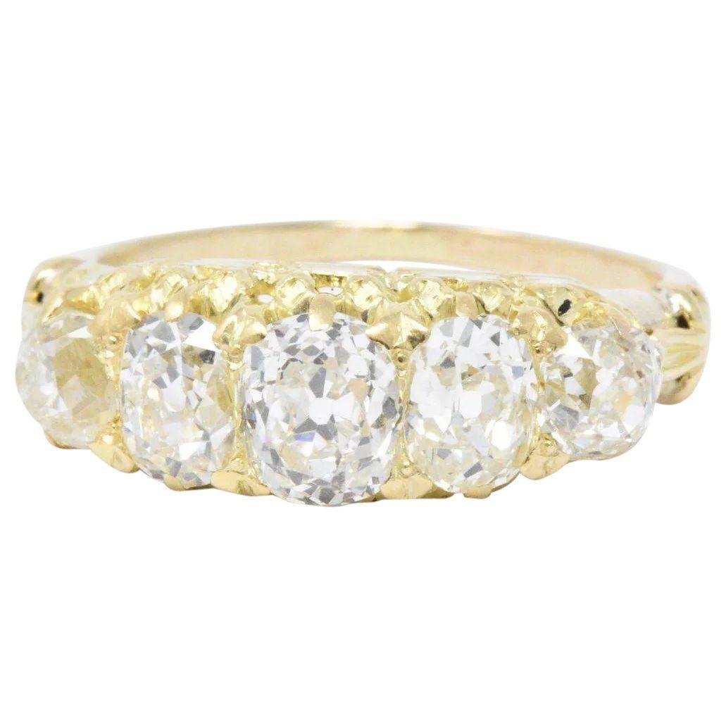 Victorian 4.70 Carats Old Mine Diamond 14 Karat Gold Band Ring