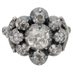 Victorian 3.60 Ct Old Mine Diamond Antique Cluster Ring