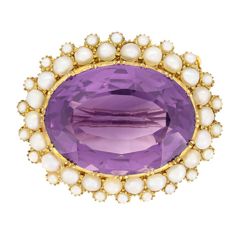 Victorien Broche victorienne en améthyste de 36,00 carats, c.1880 en vente