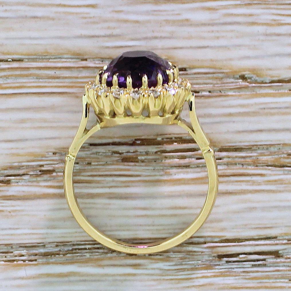 Women's Victorian 3.66 Carat Amethyst and Diamond Cluster Ring For Sale