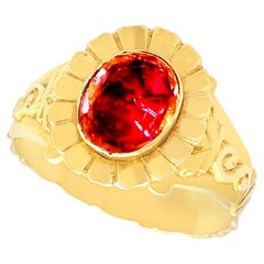 Victorian 3.71 Carat Garnet and 18k Yellow Gold Cocktail Ring