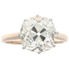 Antique Victorian 3.73 Carat Old Mine Cut Diamond Engagement Ring