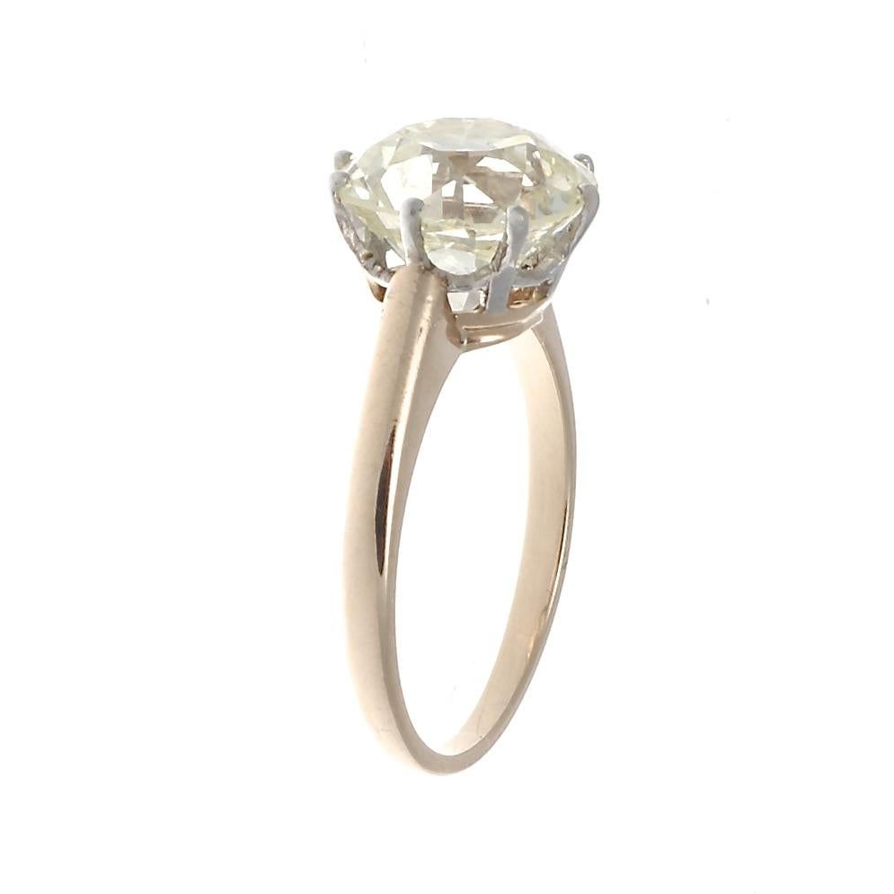 When love is represented by the infinite life of a diamond, the future is bright. Featuring a 3.73 carat old mine cut diamond that is approximately M color, SI2 clarity with none of the clarity characteristics being visible with the naked eye.