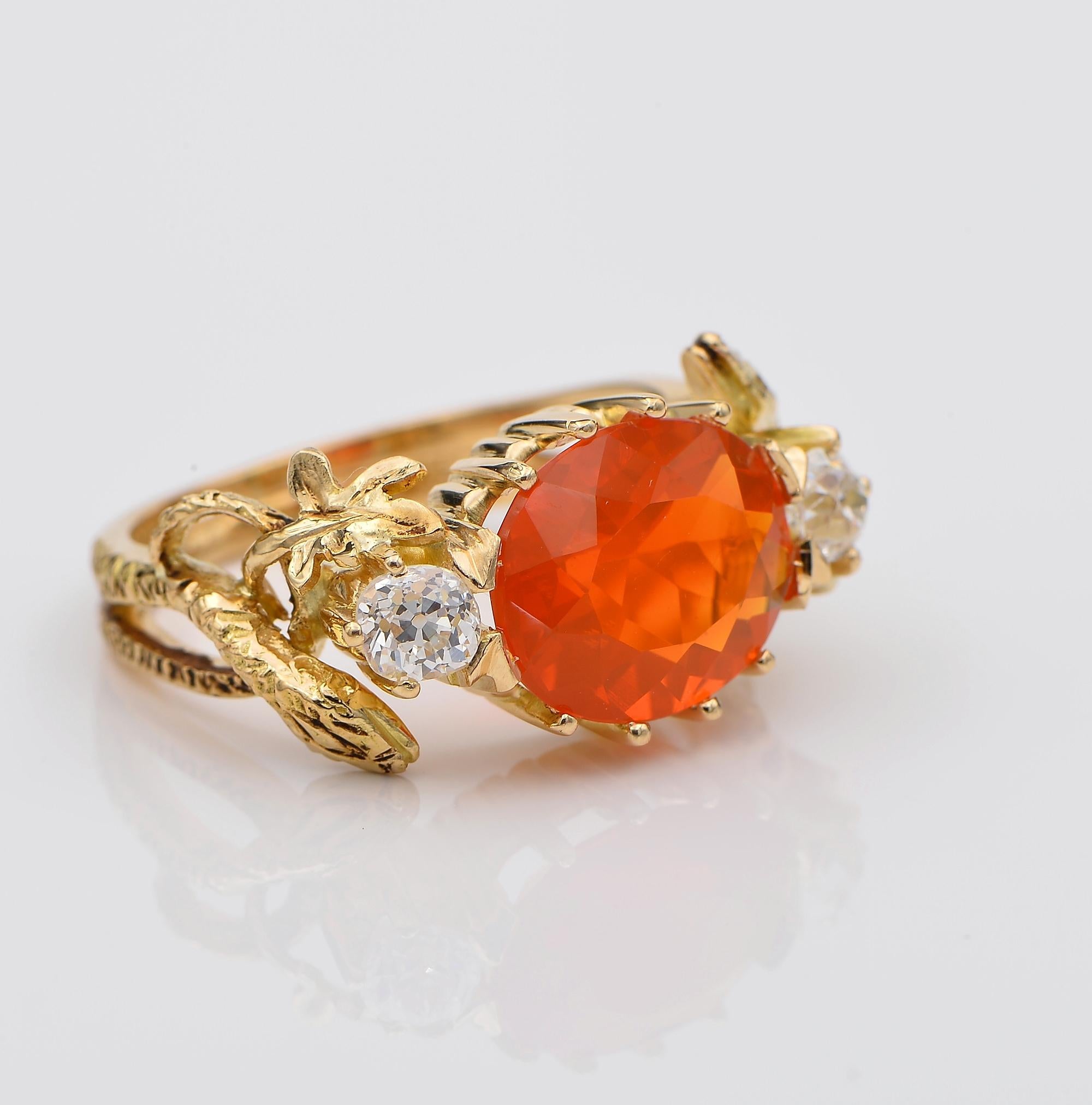 natural fire opal ring
