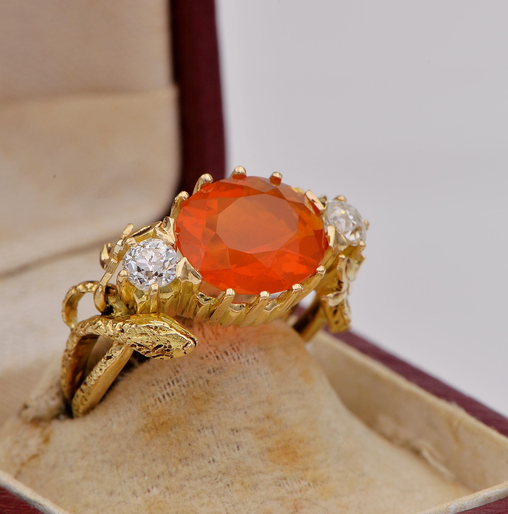 natural fire opal ring