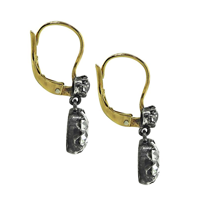 Old Mine Cut Victorian 3.82ct Diamond Earrings For Sale
