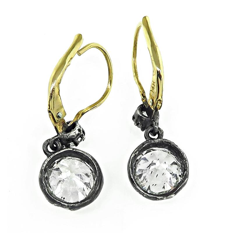 Victorian 3.82ct Diamond Earrings In Good Condition For Sale In New York, NY