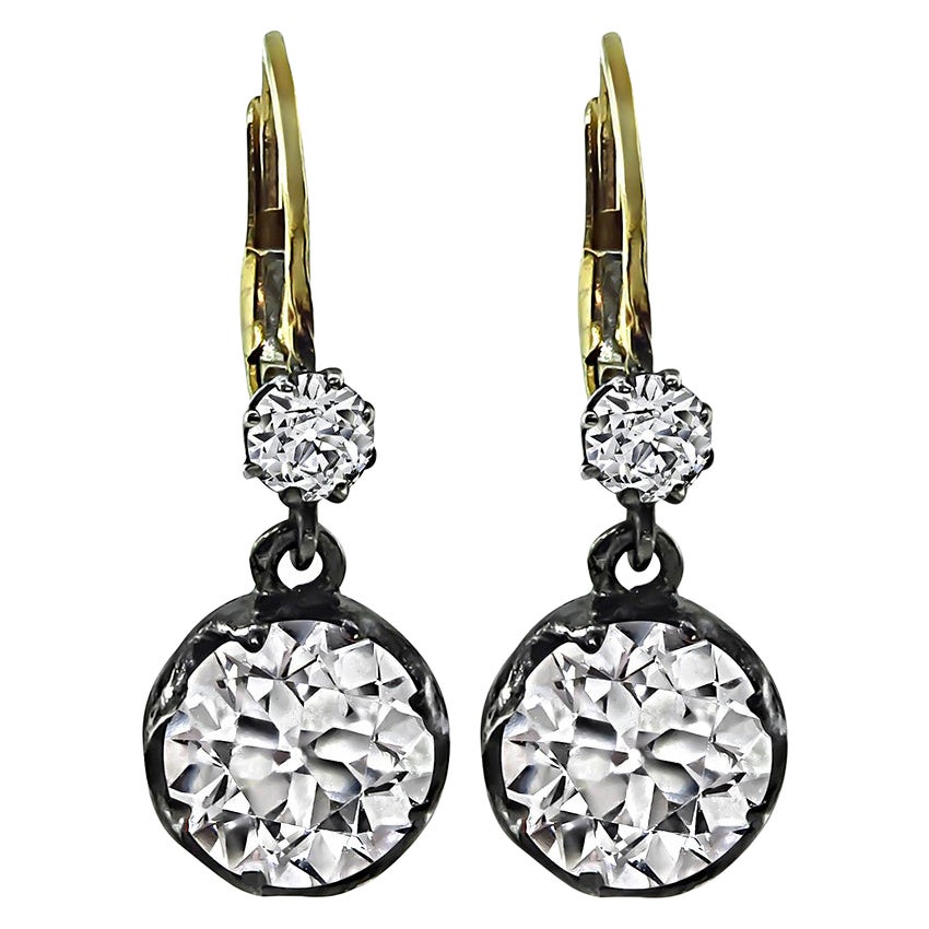 Boucles d'oreilles victoriennes en diamants de 3,82 carats