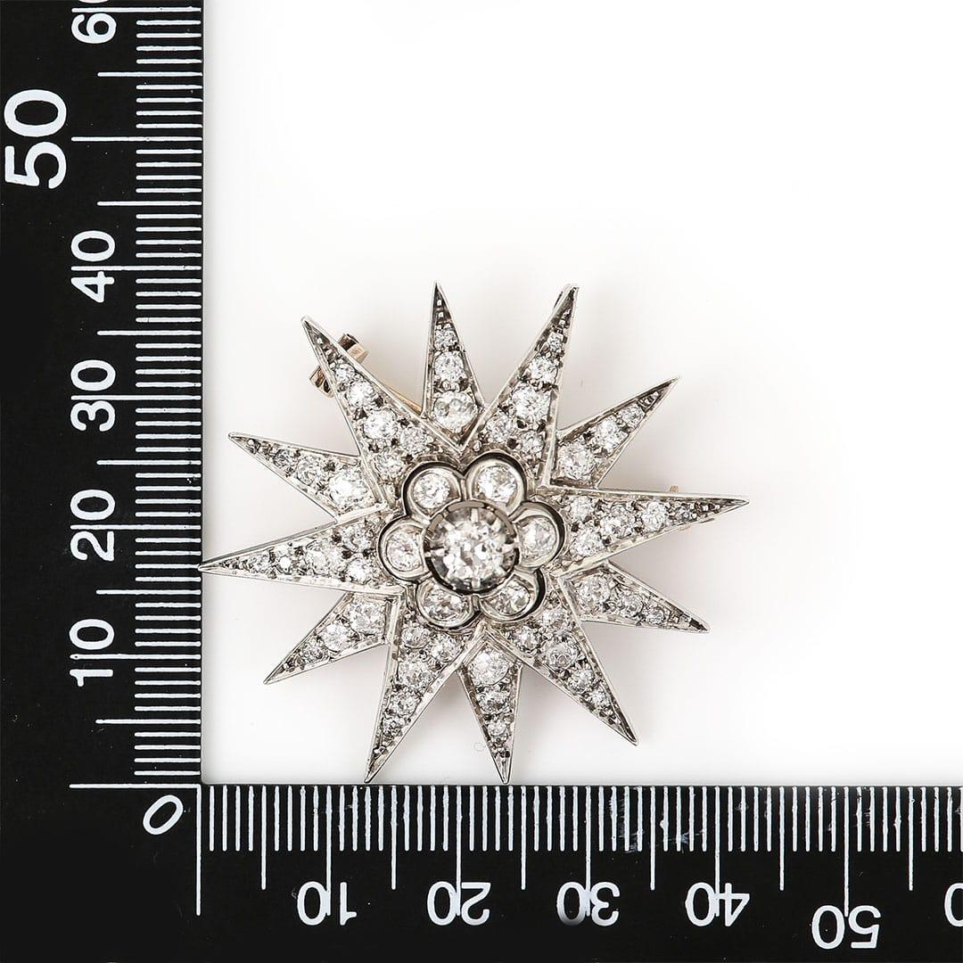 Victorian 3 Carat Old Mine Cut Diamond Star Brooch and Pendant, circa 1880 9