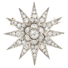 Victorian 3 Carat Old Mine Cut Diamond Star Brooch and Pendant, circa 1880