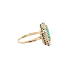 Victorian 3ctw Emerald + 1.40ctw Diamond Cluster Ring