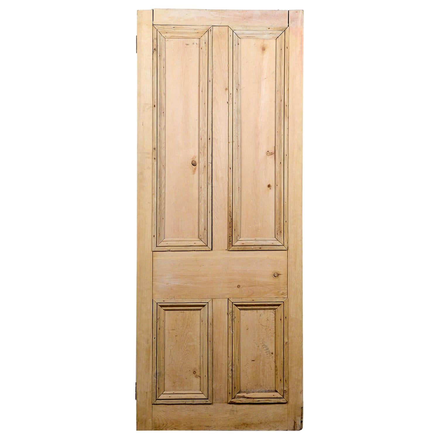 Victorian 4 Beaded Panel Stripped Pine Door, 20th Century For Sale
