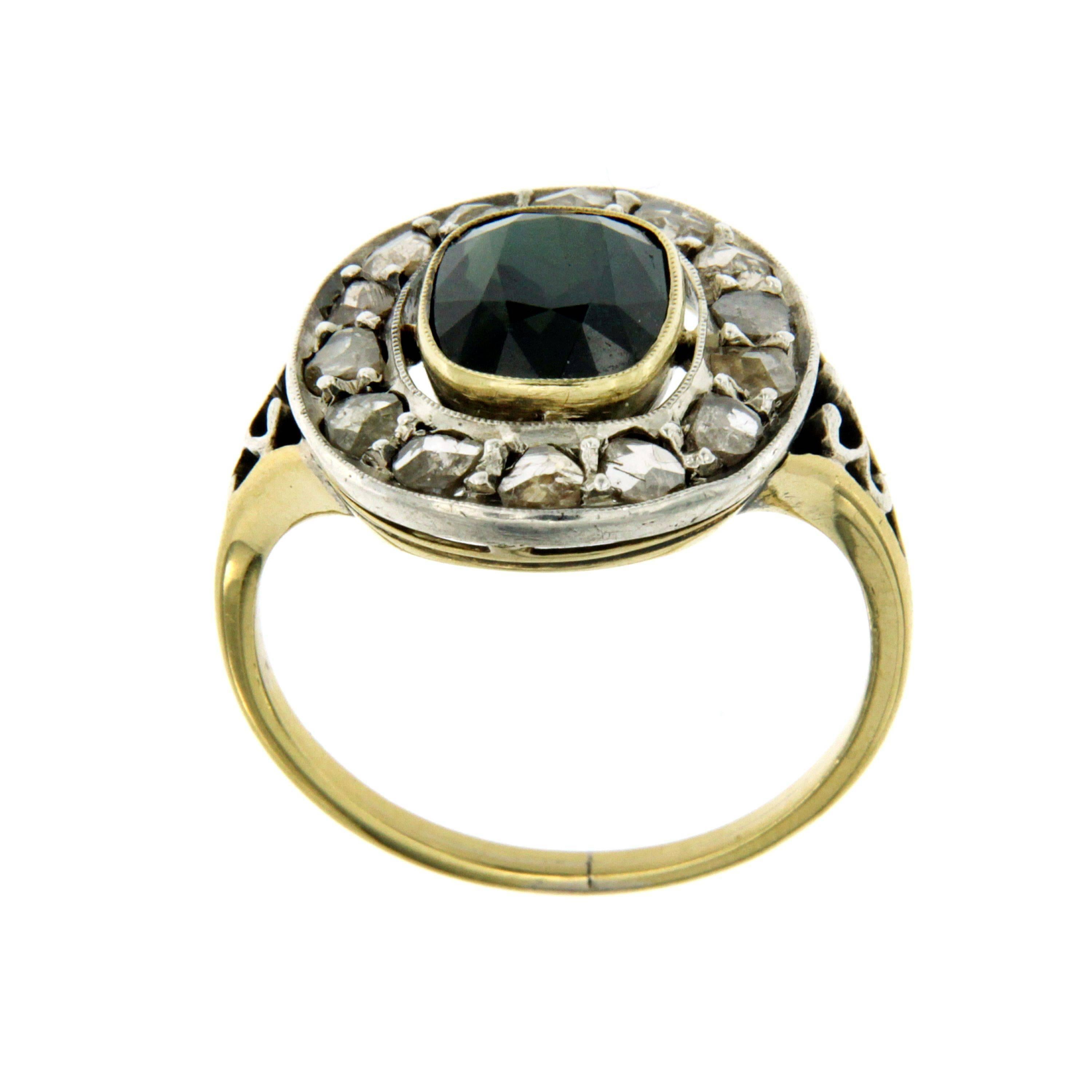 Women's Victorian 4 Carat Sapphire Diamond Gold Ring
