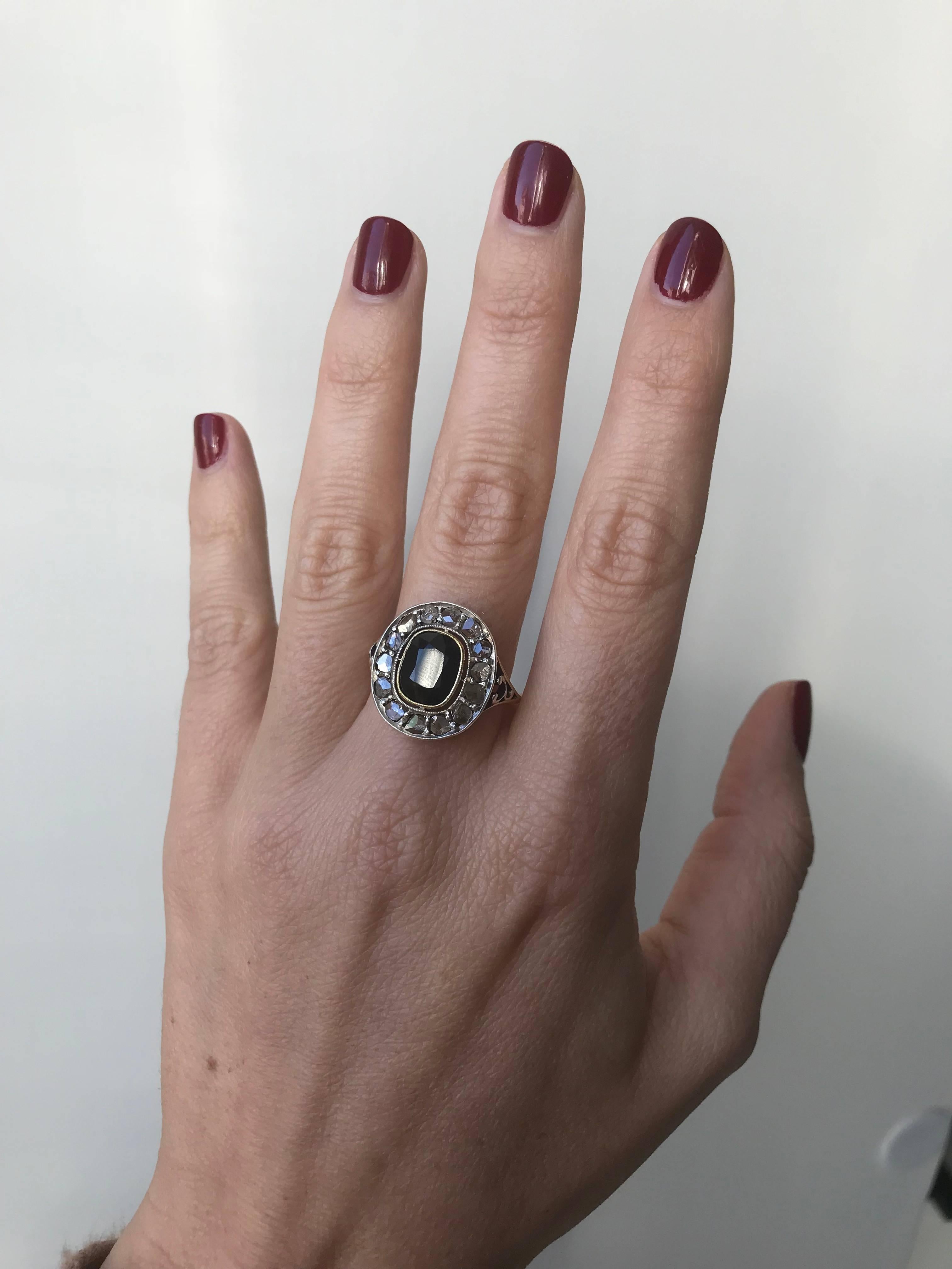 Victorian 4 Carat Sapphire Diamond Gold Ring 2