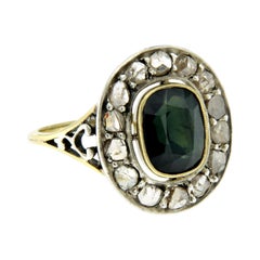 Antique Victorian 4 Carat Sapphire Diamond Gold Ring