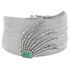 Victorian 4 Cttw. Emerald and Diamond Antique Bracelet 