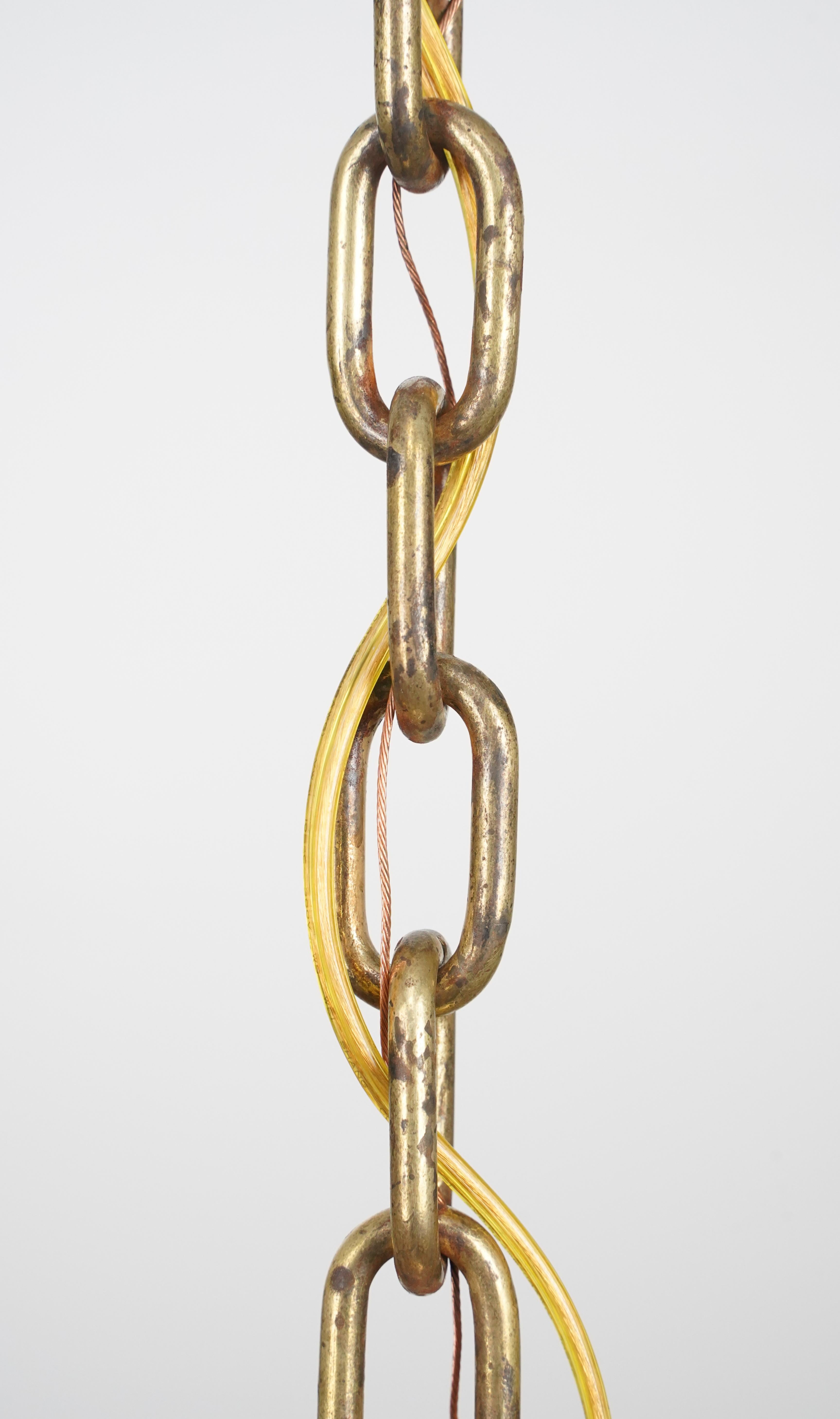 Victorian 4 Light Brass Pan Chandelier en venta 3