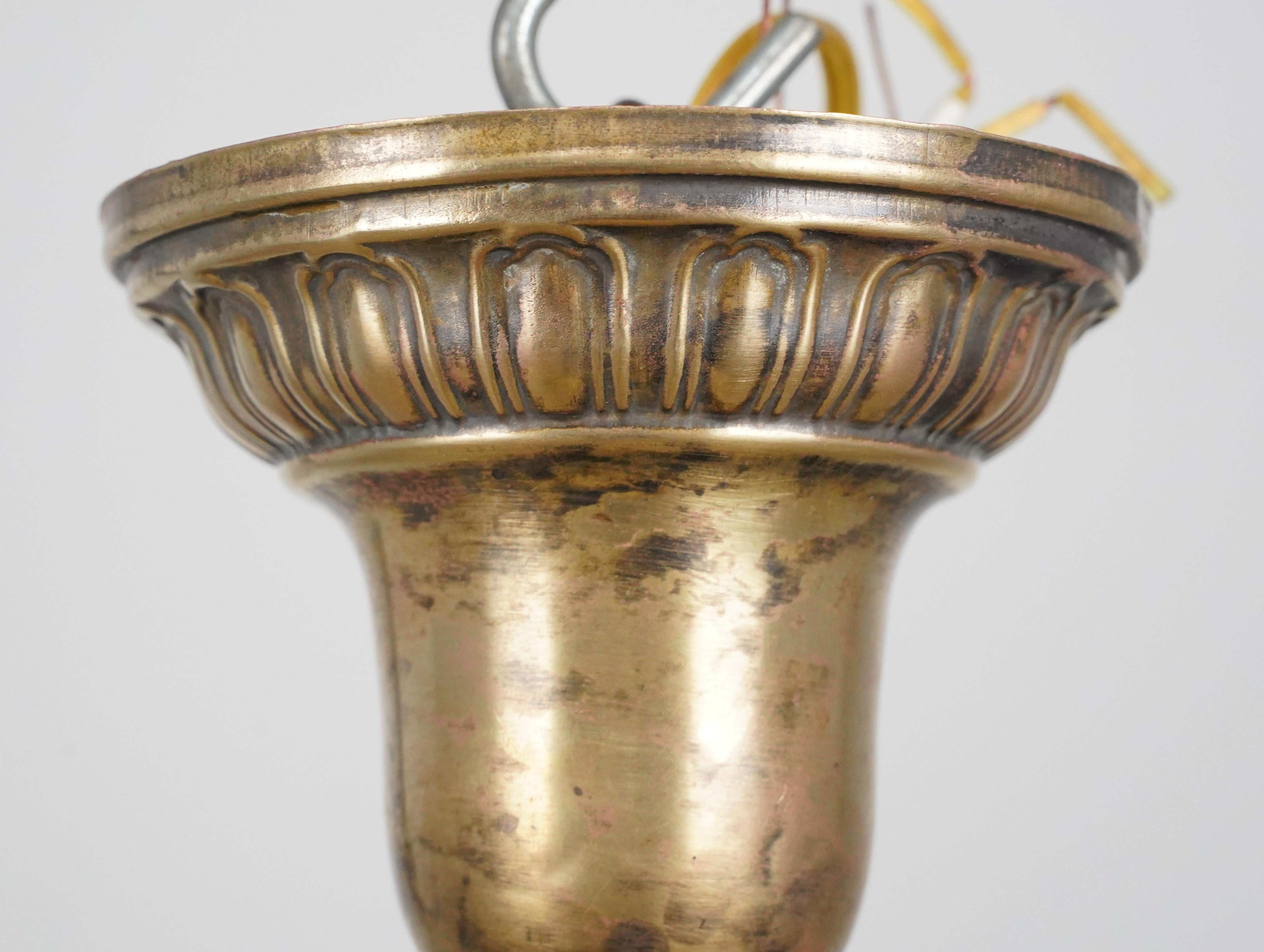 Victorian 4 Light Brass Pan Chandelier en venta 1