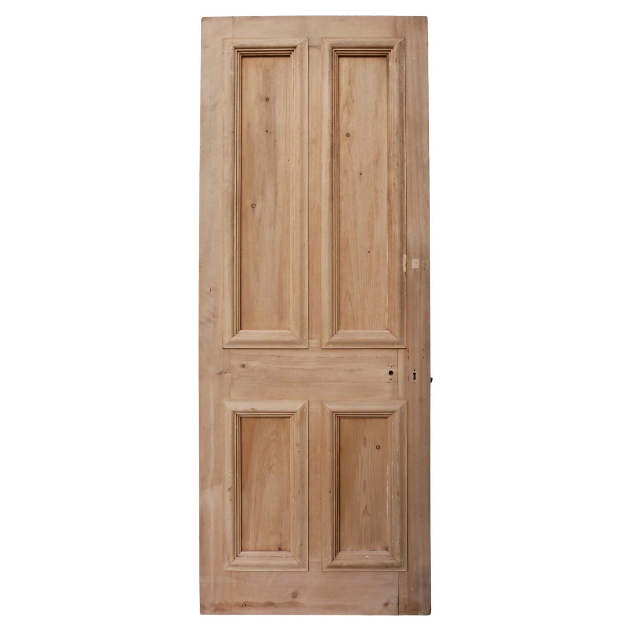 Victorian 4-Panel Stripped Pine Antique Door For Sale