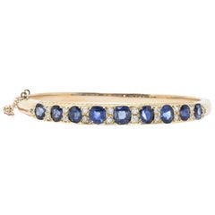 Superb Victorian 4.00 Carats Sapphire Diamond 14 Karat Gold Bangle Bracelet