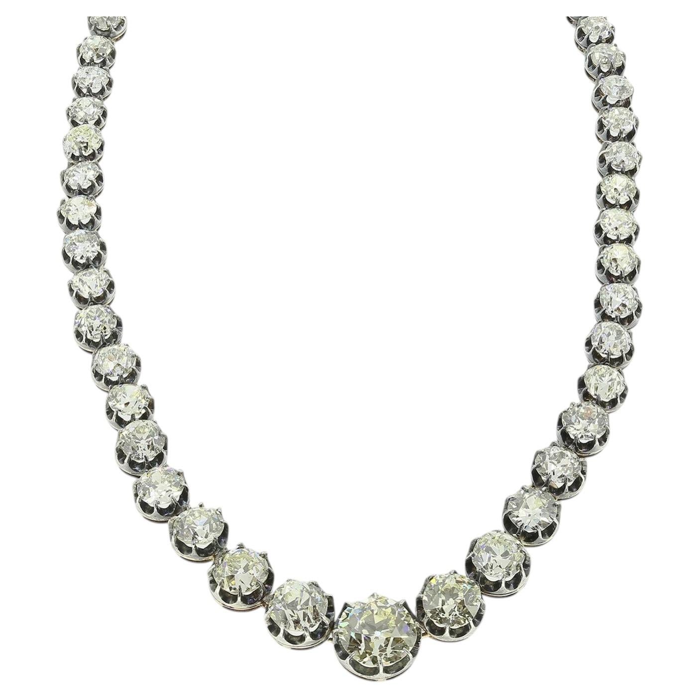 Collar Victoriano de Diamantes Riviere de 40,00 Quilates en venta