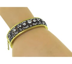 Victorian 4.00ct Diamond Silver 18k Yellow Gold Bangle