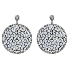 Victorian 41.03 Cttw Natural Moonstone and White Topaz Earrings