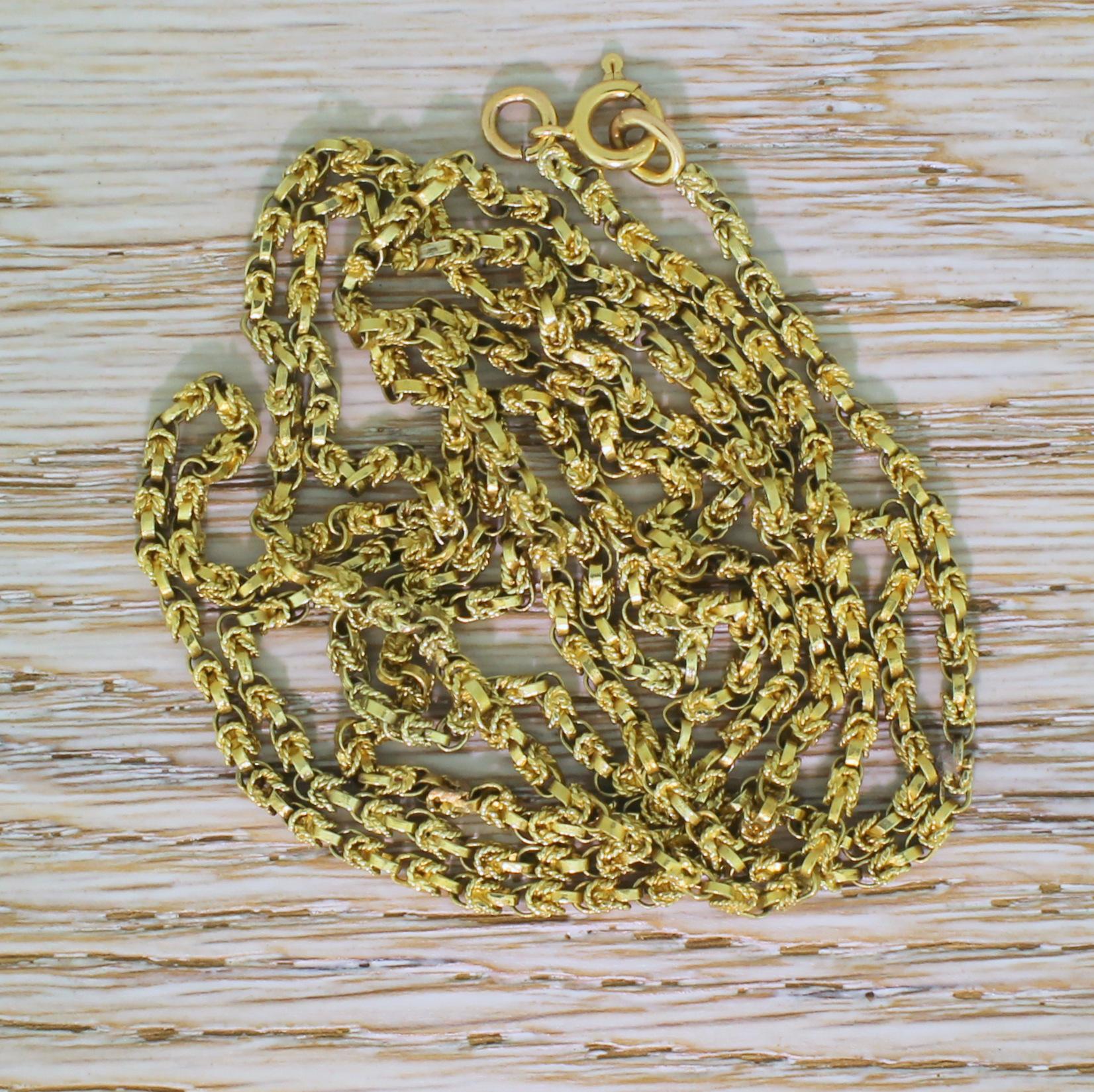 Women's or Men's Victorian Yellow Gold Longaurd Chain For Sale