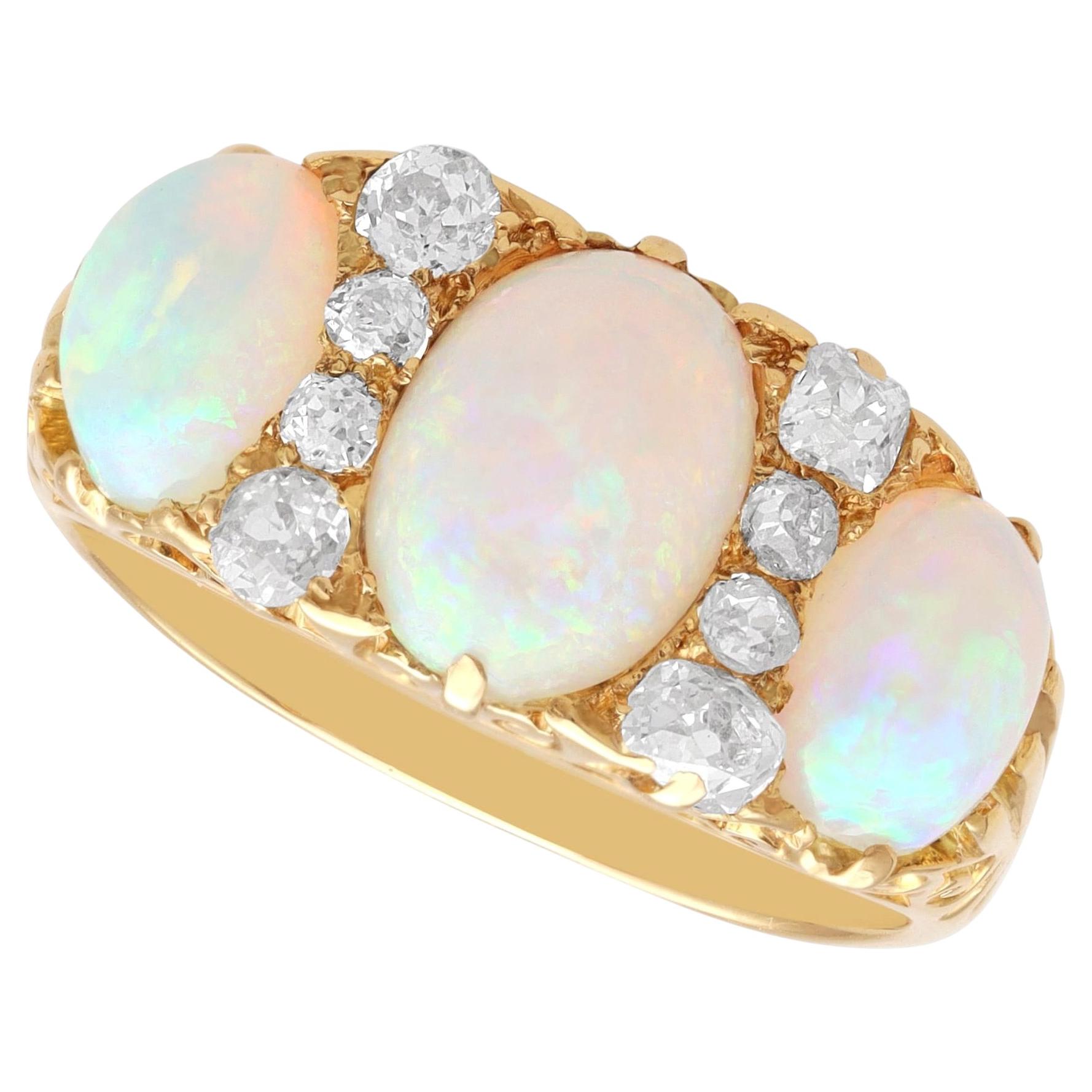 Victorian 4.20ct Opal & 0.80ct Diamond Ring in 18ct Gold, Circa 1880