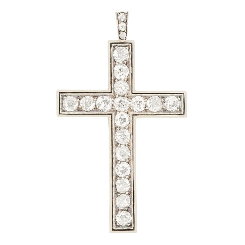 Victorian 4.25ct Diamond Cross Pendant, c.1880s