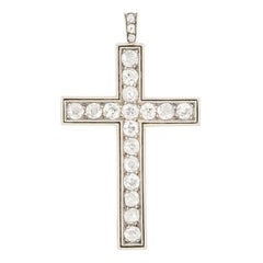 Antique Victorian 4.25ct Diamond Cross Pendant, c.1880s