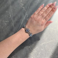 Victorian 44.00 CTW Sapphire Diamond 10K Gold Antique Foliate Link Bracelet