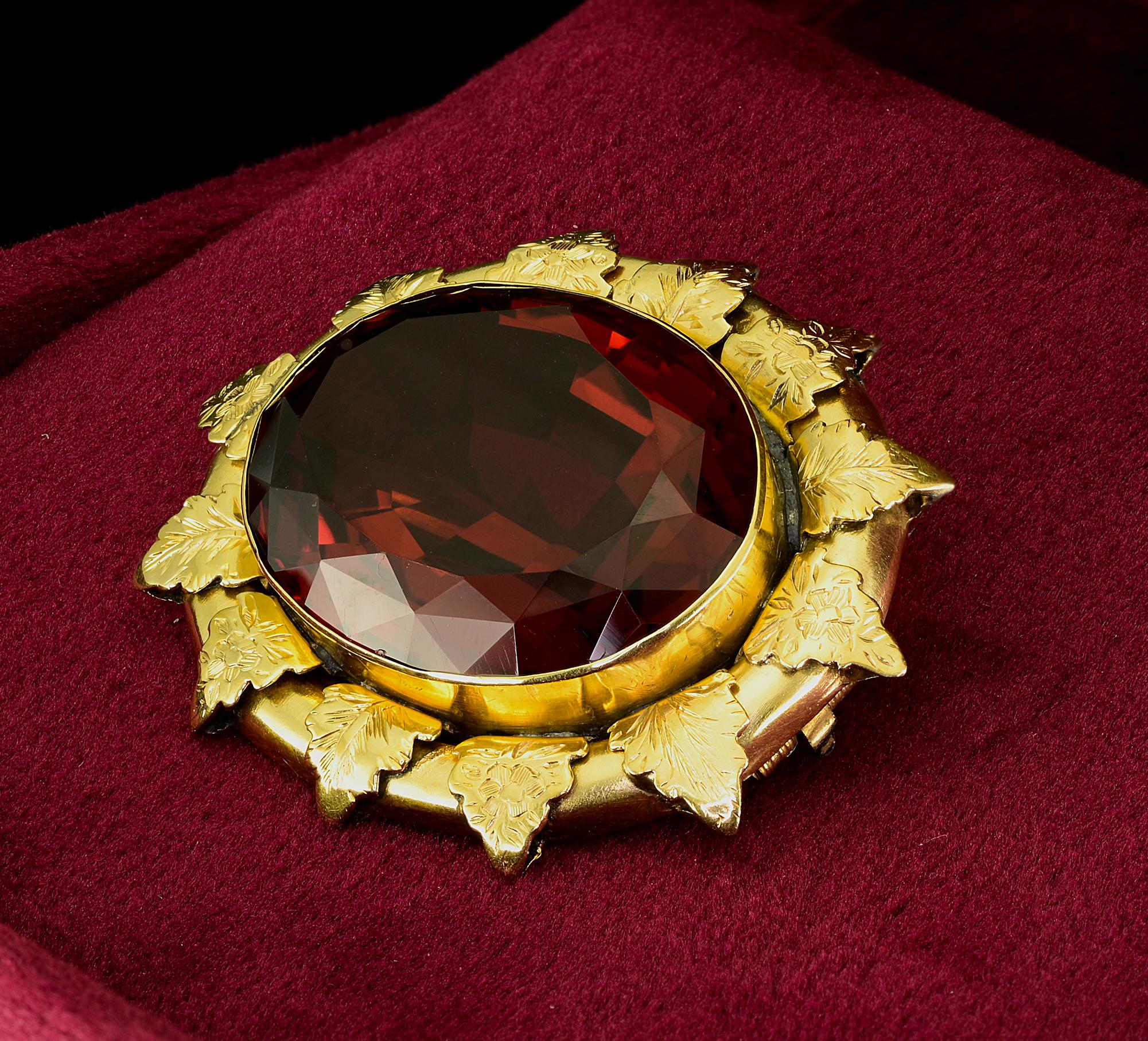 da uomo o donna Spilla vittoriana da 44,50 ct Madeira Citrino 18 KT