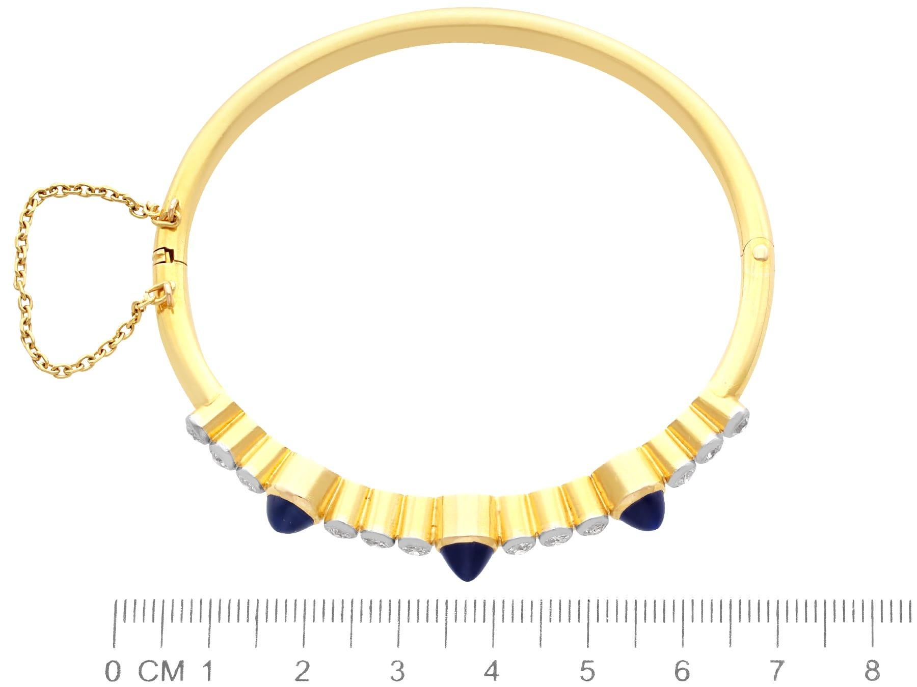 Victorian 4.48 Carat Sapphire 1.20 Carat Diamond Yellow Gold Bangle For Sale 3