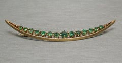 Victorian 4.50 Carat Emerald New Orleans Crescent Pin