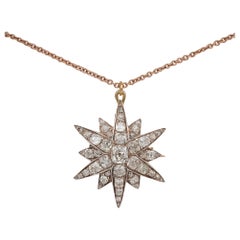Victorian 4.90 Carat Diamond Celestial Star Brooch Pendant