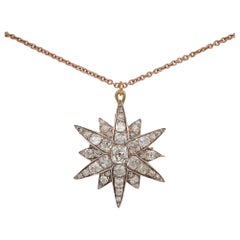 Victorian 4.90 Carat Diamond Celestial Star Brooch Pendant