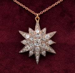 Victorian 4.90 Carat Diamond Celestial Star Brooch Pendant