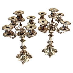 Victorian 5 Branch Silver Plated Candelabras, Pair