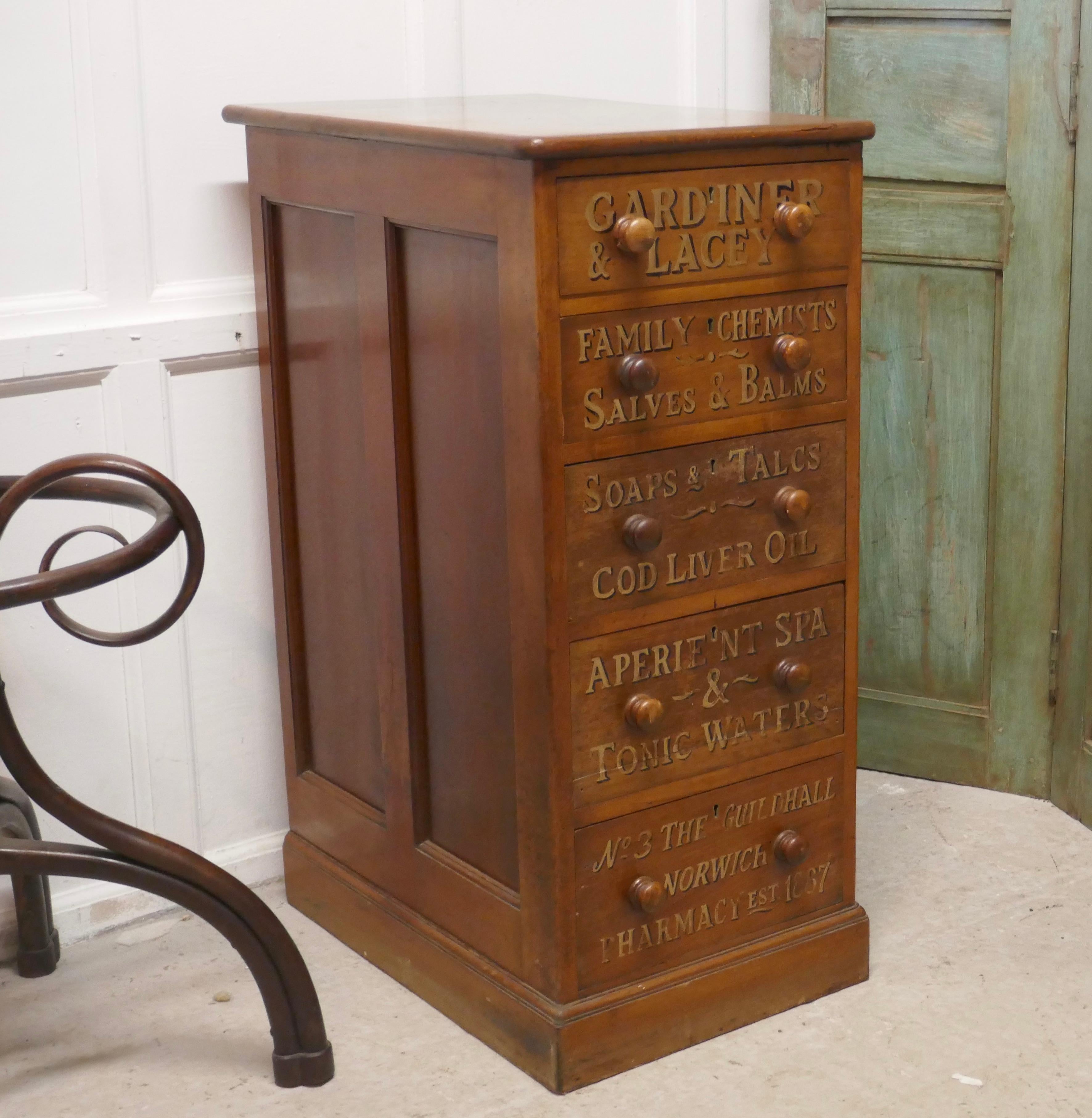  Victorian 5 Drawer Pharmacy Chest of Drawers     In Good Condition For Sale In Chillerton, Isle of Wight