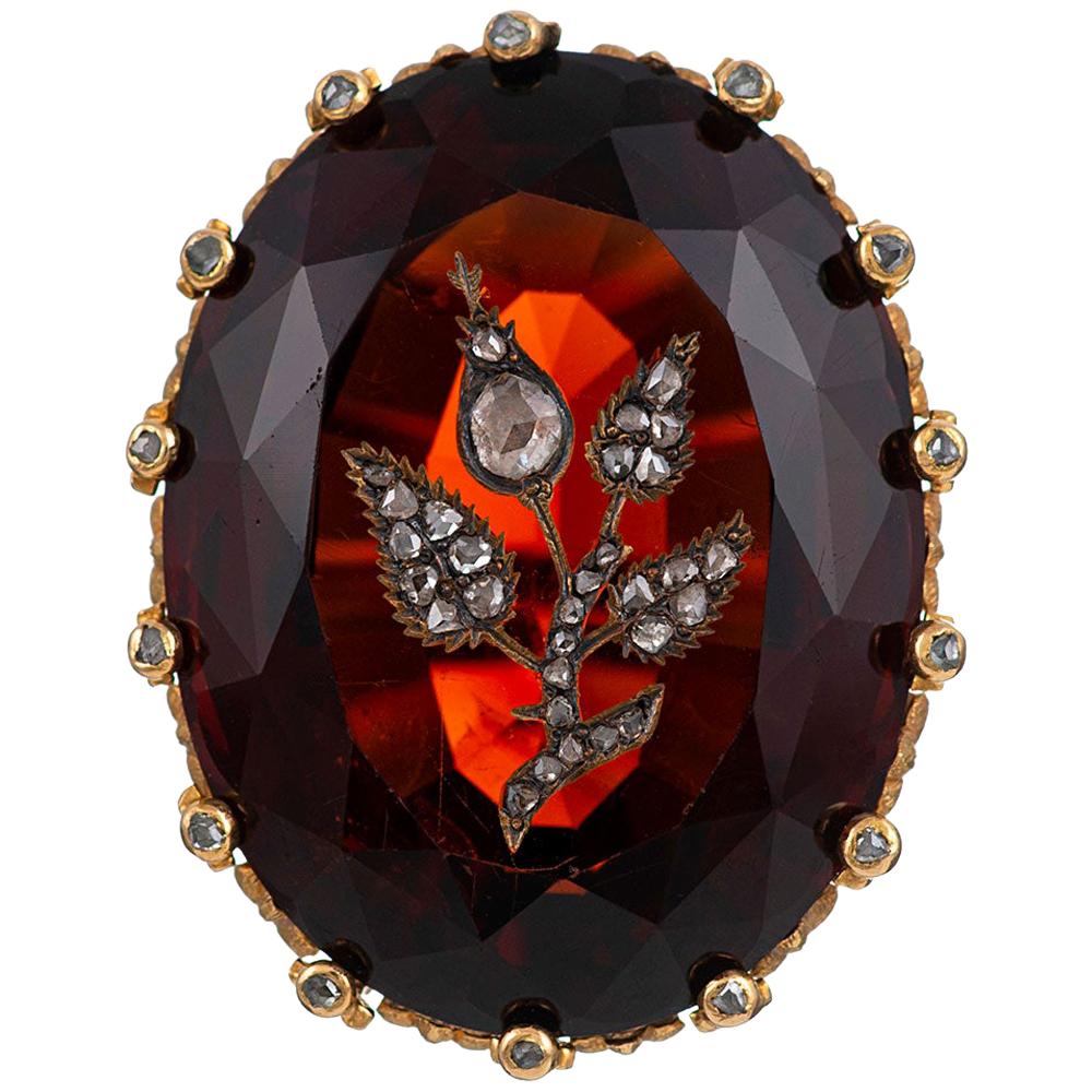 Victorian 50 Carat Garnet and Diamond Ring, Signed JE Caldwell