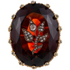 Antique Victorian 50 Carat Garnet and Diamond Ring, Signed JE Caldwell