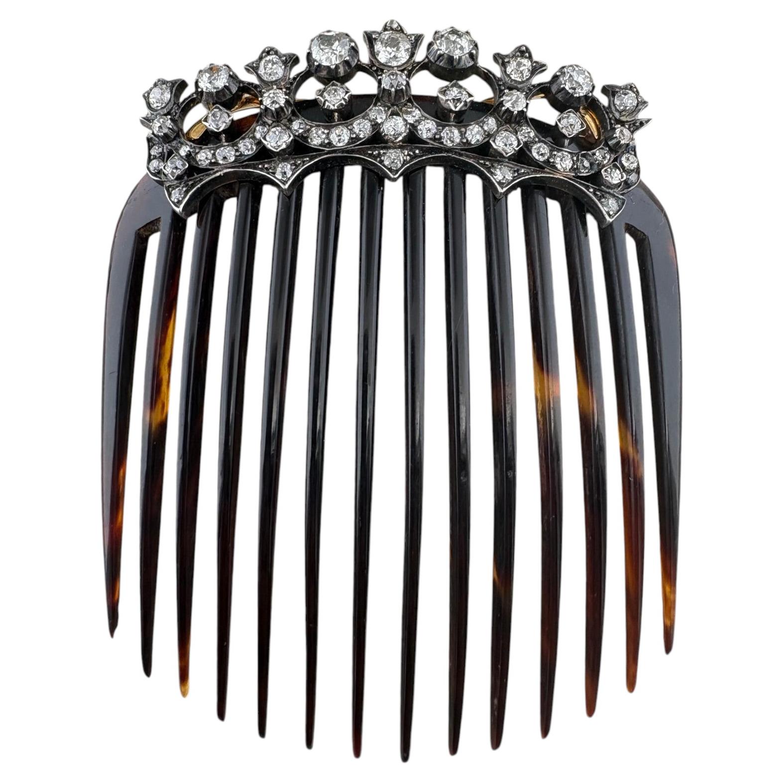 Victorian 5.0 Ct Diamond Brooch or Tiara Hair Comb, 1870 circa