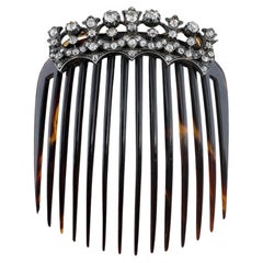 Broche victoriano con diamantes de 5,0 Ct o peine para el pelo con tiara, circa 1870