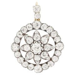 Pendentif/broche victorien en diamant de 5.00ct c.1880s