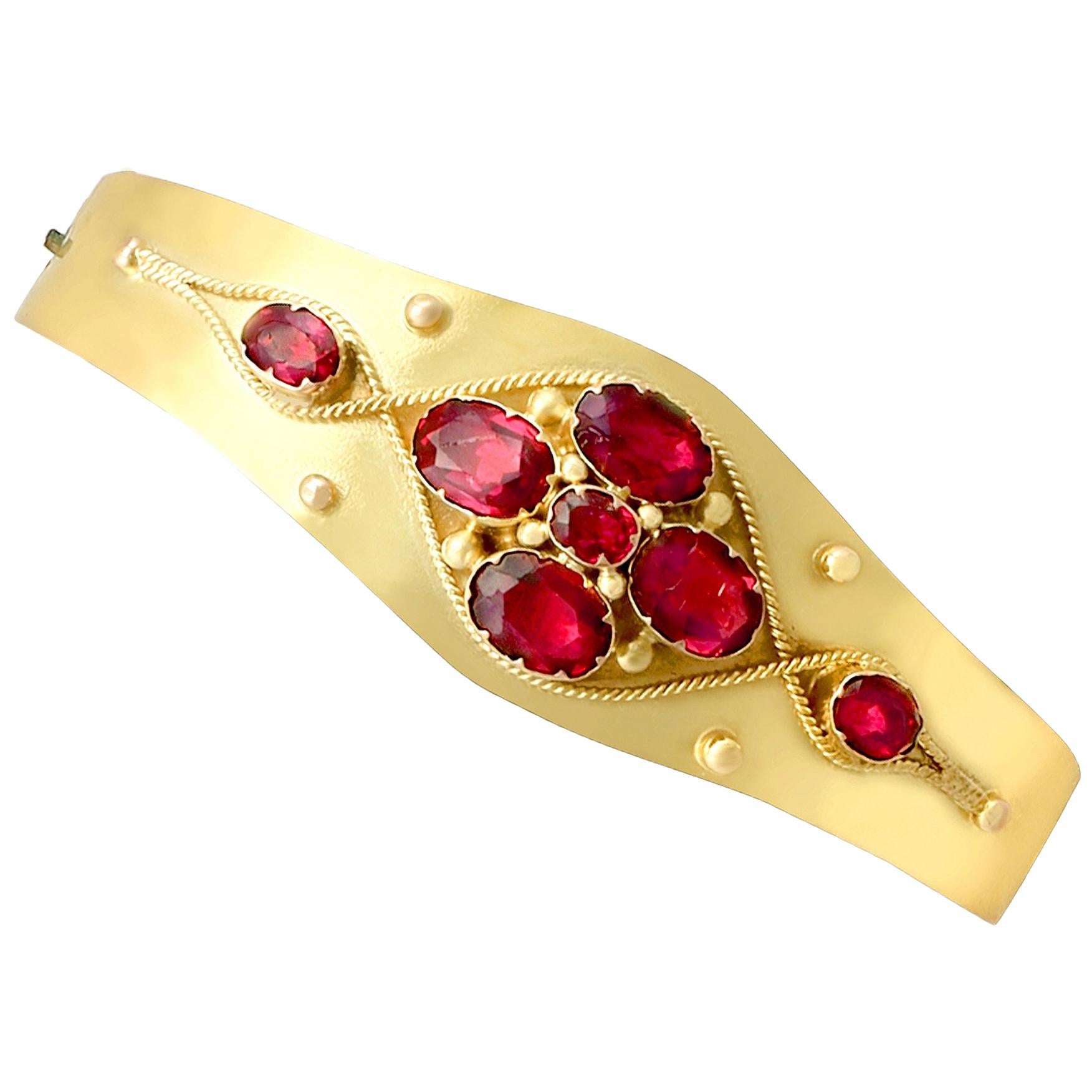 Victorian 5.24 Carat Garnet Gold Bangle