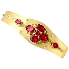 Victorian 5.24 Carat Garnet Gold Bangle