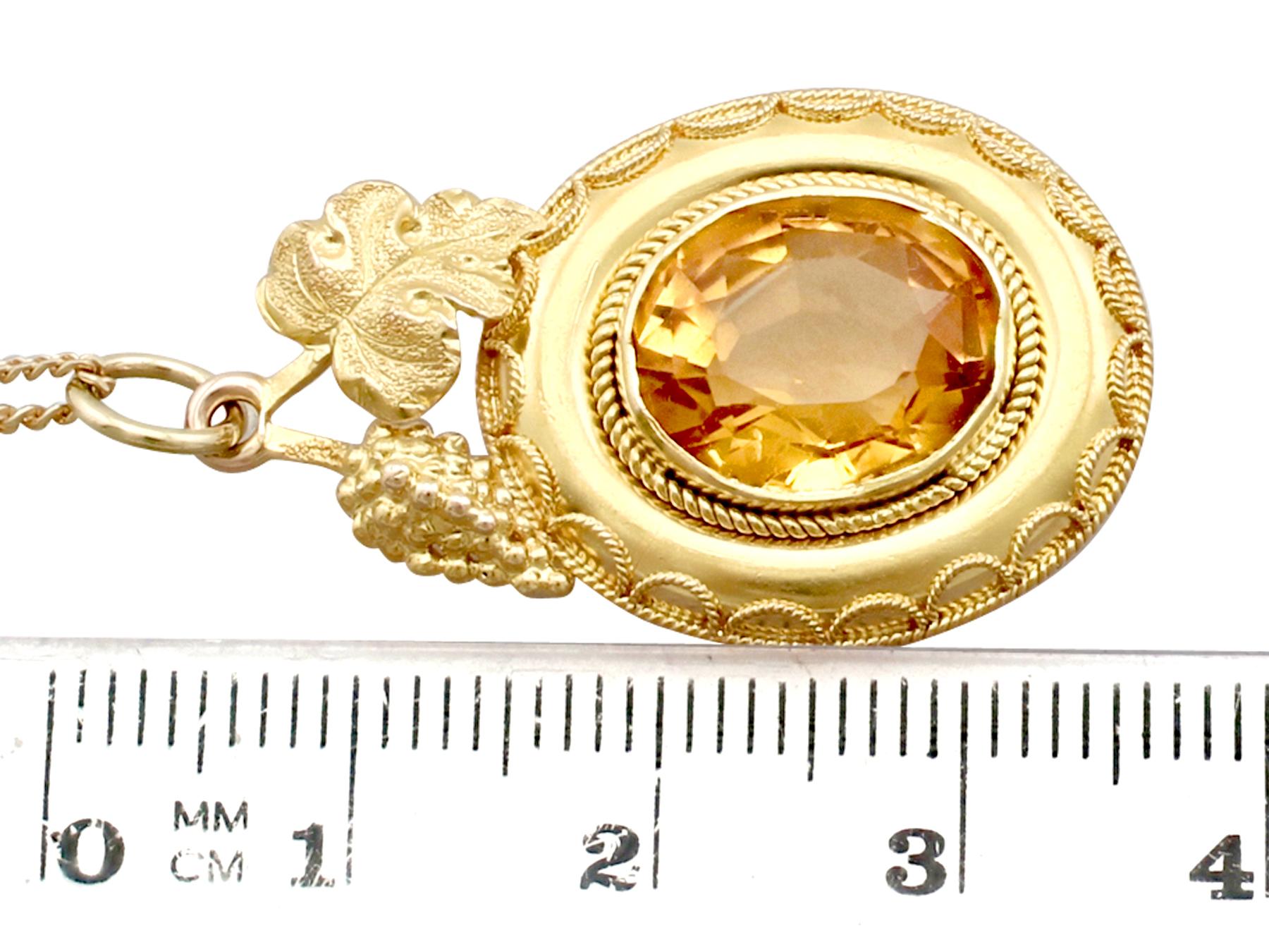 Victorian 5.25 Carat Citrine and Yellow Gold Pendant 1
