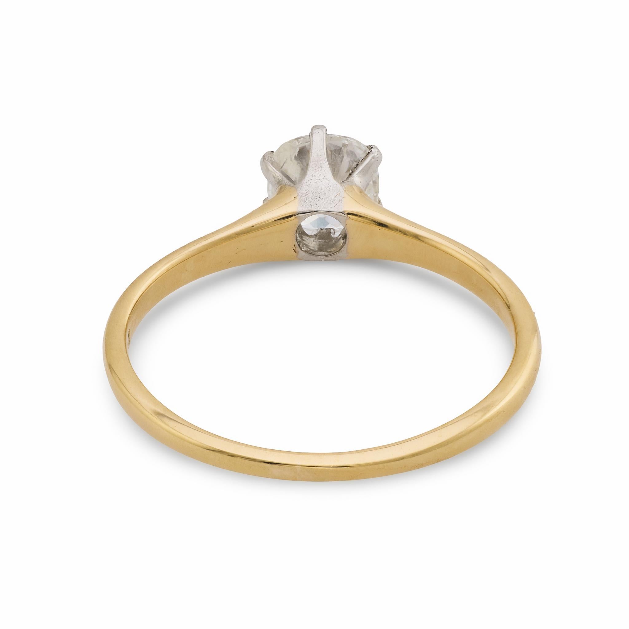 Victorien Bague de fiançailles victorienne en or jaune 14k avec un diamant taille ancienne de 0,54 carat