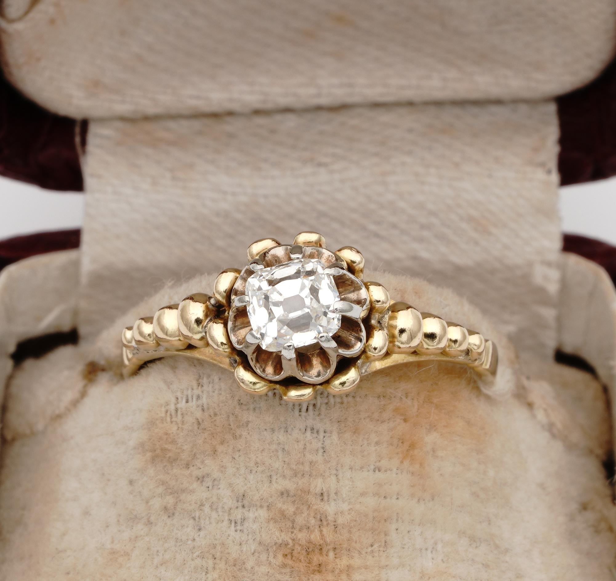 Glorious Victorian!
This absolutely unique genuine Victorian ring is 1890/1900 ca
Outstanding, distinctive design made for the mounting which is a beauty its-own
Marvellous Victorian workmanship highly decorated with heavy 18 KT solid gold